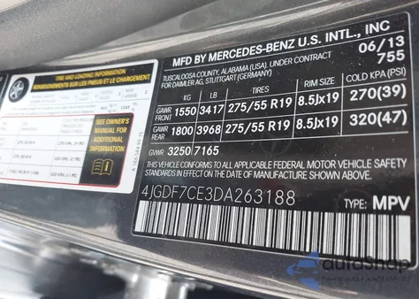 2013 Mercedes-Benz Gl 450 4Matic z USA, uszkodzony, nr VIN 4JGDF7CE3DA263188